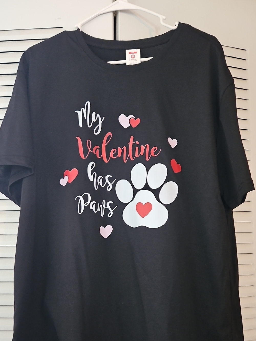 My Valentine Has Paws Short Sleeve Tee - Black